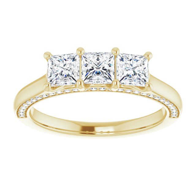 1.17 ct. Princess & Round Cut Diamond Wedding Band 3 Stone Anniversary Ring-VIRABYANI